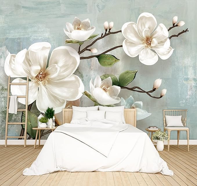 Floral Wallpaper Bedroom Modern Flowers murals Trendy