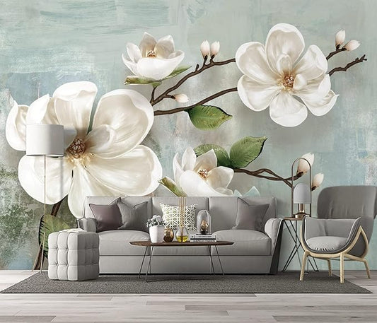 Floral Wallpaper Bedroom Modern Flowers murals Trendy