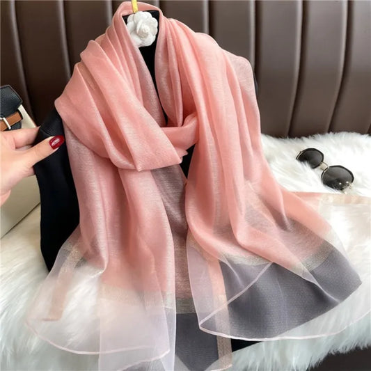 FairyCity Womens oversized Luxury Silk Scarf Long Satin Scarf Lightweight Fashion Shawl Wrap